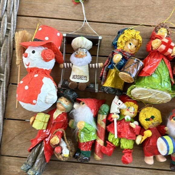 Handmade Whimsical MCM 29 Vintage Christmas Ornaments Decor Bundle - Picture 3 of 6